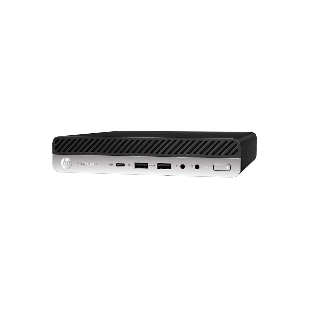 HP Prodesk 600 G4 mini. Procesador intel i5 de 8va generación, 8 GB de RAM y 240 GB de almacenamiento SSD.